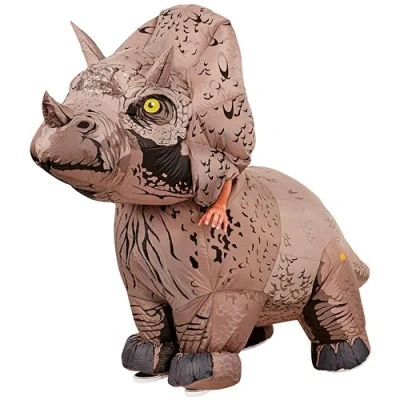 Image of Rubie&#039;s Official Triceratops Adult Inflatable Dinosaur Costume, One Size, Multicolour