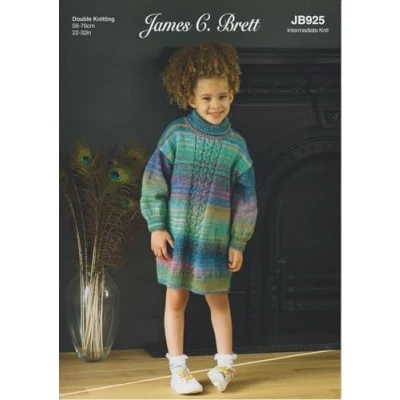 Image of James Brett Kids Sweater &amp; Dress Double Knitting Pattern Childrens Jumper (JB925)