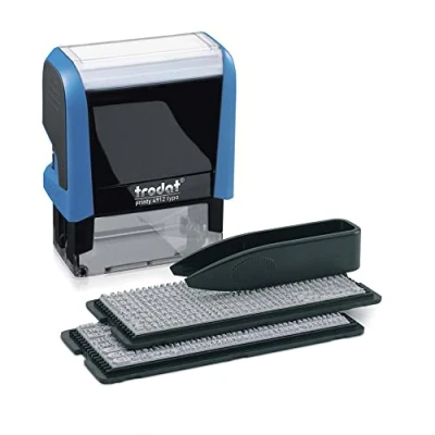 Image of Trodat Printy Typomatic 4912T Professional self Inking Stamp with 4 lignes Text plate 47 x 18 mm For setting (Blue)