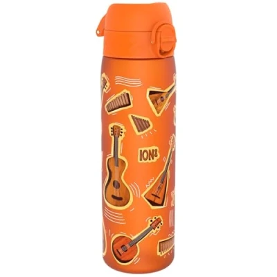 Image of Ion8 500ml Water Bottle, BPA Free, Leakproof, Dishwasher Safe, Easy Open, Secure Lock, Clear Drinks Bottle for Boys &amp; Girls, Small Gym Sports Drinking 500ml, Orange, Music Design
