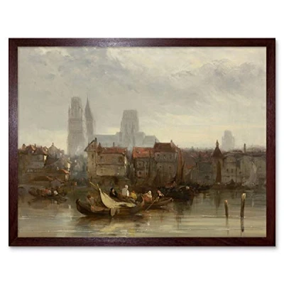 Image of Artery8 British 19Th Century Rouen Painting Art Print Framed Poster Wall Decor 12x16 inch