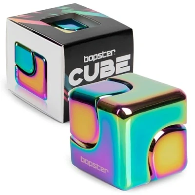 Image of Fidget Spinner Cube Anodised Metal Hand Desk Toys Sensory Stress and Anxiety Relief For Children Adults ADHD ADD Autism Iridescent