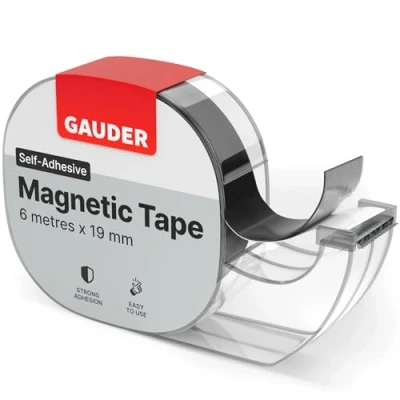 Image of GAUDER Magnetic Tape Dispenser Magnet Strips Self Adhesive Roll (6 m)