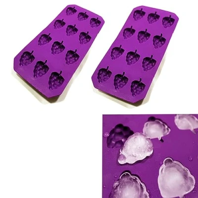 Image of 2pk / 6pk Ice Cube Trays Fruit Shape Mould Silicone for Easy pop Out Cocktails Parties (2X Berry Trays)