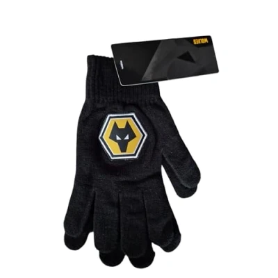 Image of WOLVES OFFICIAL CREST WOOLY GLOVES. one size fits all..