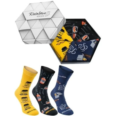 Image of Rainbow Socks Men Novelty Gentleman Box Gift 3 Pairs Size 7,5 11