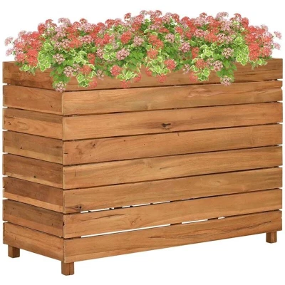 Image of vidaXL Raised Bed 100x40x72 cm Recycled Teak Wood and Steel