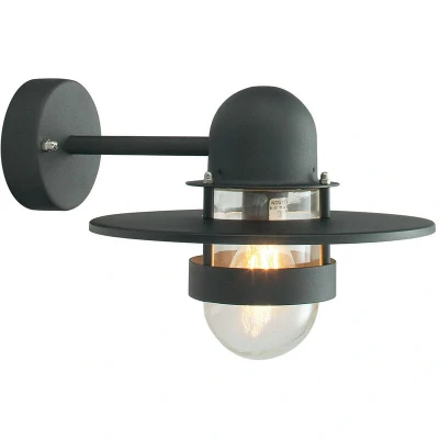 Image of Bergen 1 Light Outdoor Fisherman Dome Wall Lantern Black IP55, E27