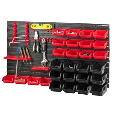Image of KCT 46 Pcs Wall Mount Tool Rack Organiser Garage DIY Bin Storage Panel Shelves