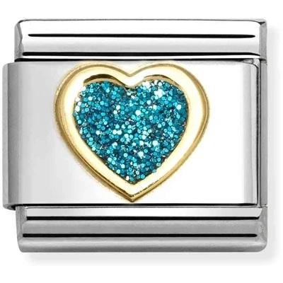 Image of Nomination Light Blue Glitter Heart Charm