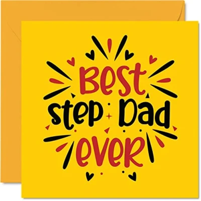 Image of Step Dad Birthday Card Best Ever Novelty Happy Father&#039;s Day from Daughter Son Gifts, 145mm x Greeting Cards for Daddy Papa