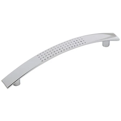 Image of Merriway BH06138 (4 Pcs) Cupboard Cabinet Handle &#039;D&#039; Dimpled, Chromed Metal 128mm Pack of 4 Pieces