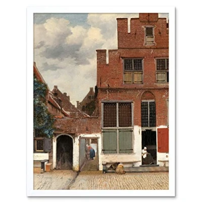 Image of Artery8 Vermeer View Of Houses In Delft The Little Street Art Print Framed Poster Wall Decor 12x16 inch