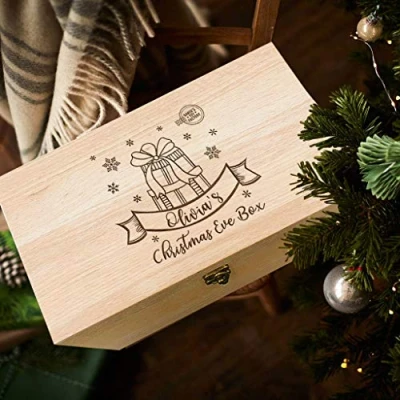 Image of Personalised Christmas Eve Gift Box Heavy Beech Boxes for Children Wooden Engraved from Santa,Santa Surprise(Gifts)