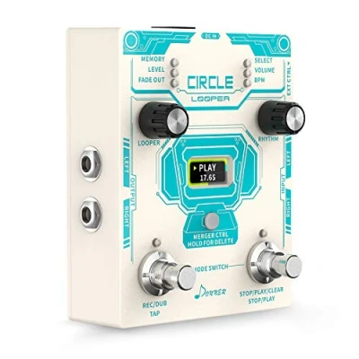 Image of Donner Guitar Looper Pedal with Drum Machine, 40 Slots 160 mins Looping Time Stereo Loop Pedal, 110 Grooves, Tap Tempo, Fade Out Circle