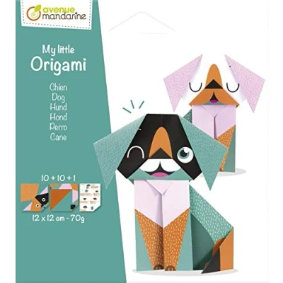 Image of Avenue Mandarine Ref OR509C My Little Origami Make a Dog 70gsm Paper, 20 Sheets, 2 Designs, Folding Instructions to Animal Model, Suitable for Ages 5+