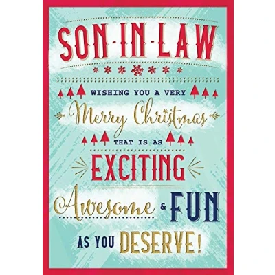 Image of Piccadilly Greetings Traditional Christmas Card Son in Law 9 x 6 inches