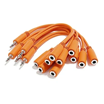 Image of ExcelValley 5 Pack Mono Splitter Y Patch Cables TS 3.5mm 1/8&quot; Eurorack Synth Synthesizer [Orange]