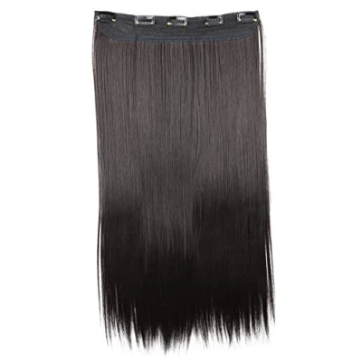 Image of CAISHA 24&quot; Clip In Hair Extensions One Piece Full Head Hairpiece Straight Black Brown C52