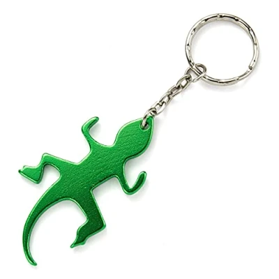Image of Komonee Lizard Green Bottle Opener Key Chain Metal Wildlife Ring Novelty Animal Keychain Keyring