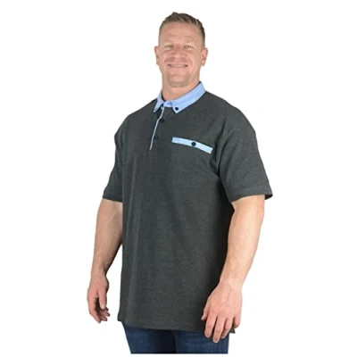 Image of Big Mens Charcoal Grey Cellon Polo Shirt Tall Oversized Smart Casual Large for Sizes 2XL 3XL 4XL 5XL 6XL 7XL 8XL, Size :