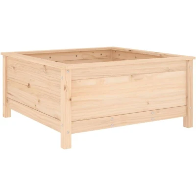 Image of vidaXL Garden Planter Spacious 82.5cm x 39cm Square Planter, Untreated Solid Pine Wood, Rustic Design, Ideal for Garden/Patio/Balcony, Brown, DIY Assembly Required