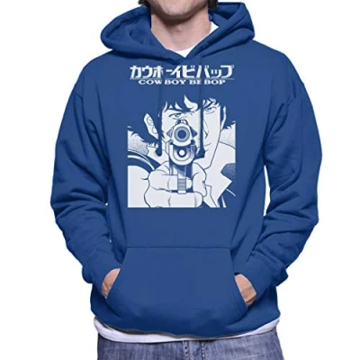 Image of Cloud City 7 Spike Down The Barrel Cowboy Bebop Men&#039;s Hooded Sweatshirt Royal Blue