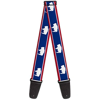 Image of Buckle Down Guitar Strap Wyoming Flags Bison Silhouette 2 Inches Wide