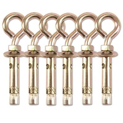 Image of 6X Anchor Eyebolts M6 with Sleeves 10mm Closed Hook, Hanging Shield Wall Expansion