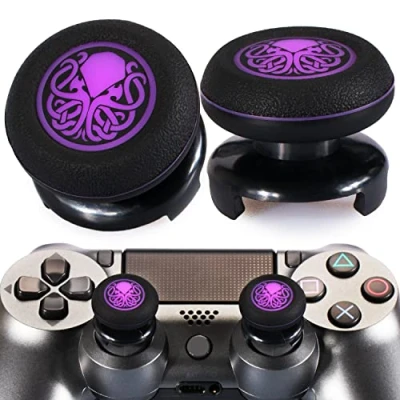 Image of Playrealm FPS Thumbstick Extender &amp; Printing Rubber Silicone Grip Cover 2 Sets for PS5 Dualsenese PS4 Controller (Cthulhu Secret)