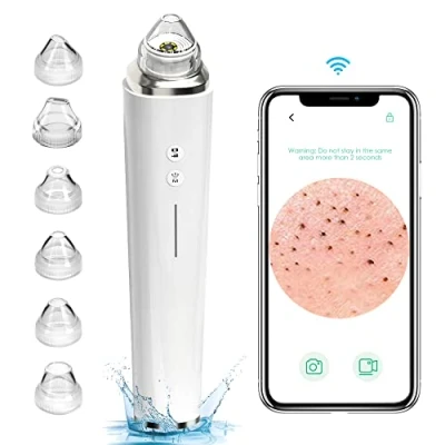 Image of Blackhead Remover Pore Vacuum, Upgraded WiFi Visible Facial Cleanser with HD Camera Pimple Acne Comedone Extractor Kit 6 Suction Heads USB Rechargeable Electric Black Head Tool