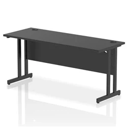 Image of Impulse 1600x600mm Straight Office Desk Black Top Cantilever Leg