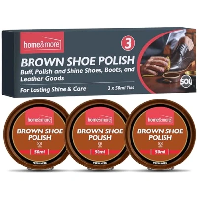 Image of SOL 3pk Brown Shoe Polish for Leather 150ml Boot with Beeswax &amp; Carnauba Wax Lasting Shine Tan Dark Light