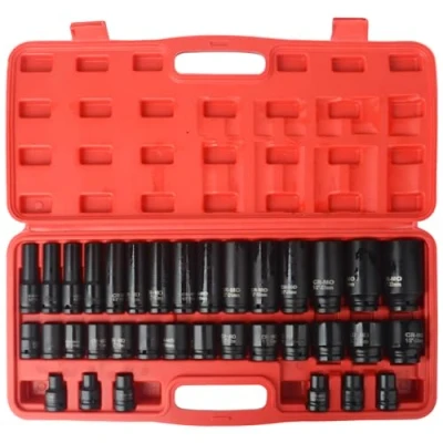 Image of 35pcs 1/2&quot; Drive 6 Point 8 32mm Metric Deep Impact Socket Set Car Garage Tools