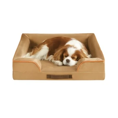 Image of Codi Medium Memory Foam Layer Dog Bed, Washable Orthopedic Bed Couch with Removable Zipper Cover, Waterproof Sofa Beige