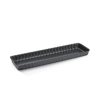 Image of De Buyer Rectangular Fluted Tart Mould with Loose Base, Steel Grey, 36 x 10 2,7cm