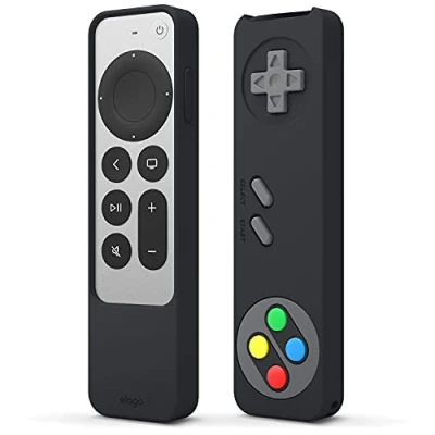 Image of elago R4 Retro Case Compatible with Apple TV 4K Siri Remote 3rd (2022) &amp; 2nd Generation (2021) Classic Controller Design [Non Functional], Lanyard Included, Drop Protection (Black)