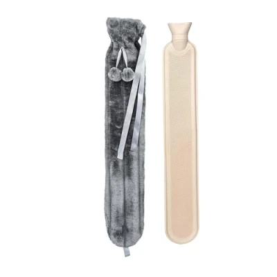 Image of Crystals Hot Water Bottle, 2L Extra Long Bottle with Super Soft Cover &amp; Heat Bag 72cm, Winter Warmth Overheat Protection Removable Plush (Charcoal)