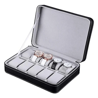 Image of Guolich Watch Storage Box Display Holder Case PU Leather Jewelry Bracelet Collection Organiser with Zipper (6 Slots) (10