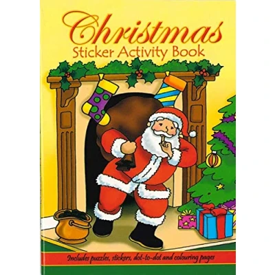 Image of Quickdraw 12 x A6 Christmas Sticker Activity Book Kids Festive Puzzle Learning Colouring Books Xmas