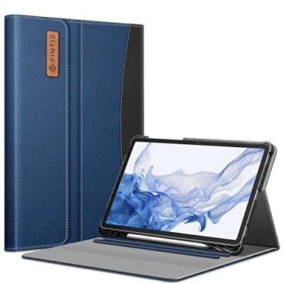 Image of FINTIE Case for Samsung Galaxy Tab S8/Tab S7 11 inch (Model SM X700/X706/T870/T875/T878) with Built in S Pen Holder, Multiple Angle Portfolio Business Cover Pocket Auto Sleep/Wake, Navy