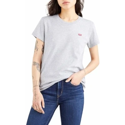 Image of Levi&#039;s Women&#039;s The Perfect Tee Core Chesthit Logo T Shirt, Starstruck Heather Grey X, XXS