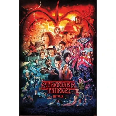 Image of Pyramid International Stranger Things Maxi Poster (Seasons Montage Design) 61cm x 91.5cm Official Merchandise, Living Room