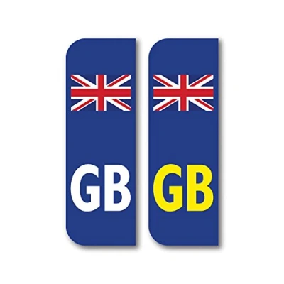 Image of Landing Designs 2 x GB Union Jack British Flag Car Number Plate vinyl stickers