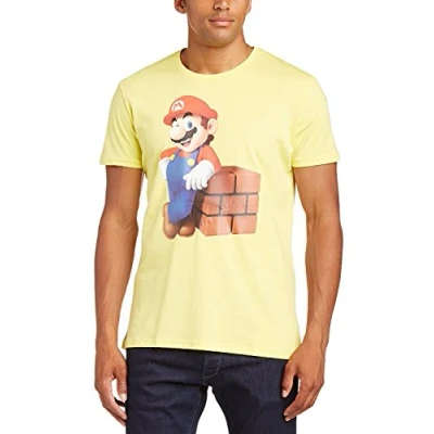 Image of Nintendo Men&#039;s Mario Block Short Sleeve T Shirt, Yellow, X Small