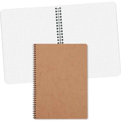 Image of Clairefontaine Ref 781422C Age Bag Wirebound Notebook (100 Pages) A4 Size, Squared Rulings, 90gsm Brushed Vellum Paper, Pocket for Loose Documents Brown Cover
