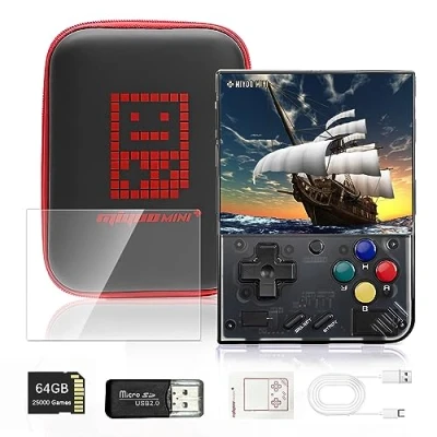 Image of Handheld Game Console for Miyoo Mini Plus, 3.5 Inch IPS Screen Open Source Linux System Support Wi Fi Battle Retro Emulator with Storage Case, 64G TF Card 10000+ Games 10+ Emulators