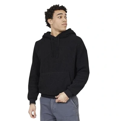 Image of Brave Soul Mens Fleece Hoodie Long Sleeve Pullover Sweatshirt Black Size Large