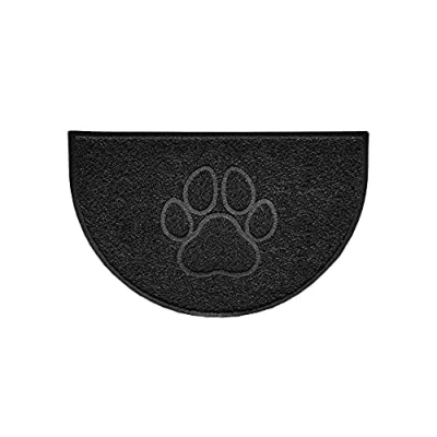 Image of Nicoman Paw Embossed Shape Indoor Outdoor Dirt Trapper Door Mat Washable Barrier Heavy Duty Doormat (Watertight Rubber Back, Half Moon, Black, 70 x 44cm)