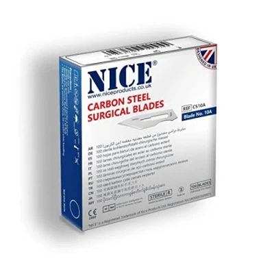 Image of 100 x NICE No.10A Sterile Carbon Steel CS10A Surgical Blades
